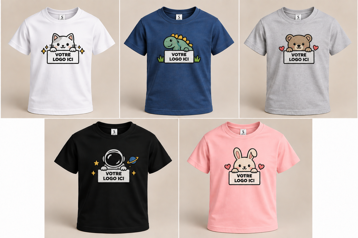 T-shirt enfant personnalisé - Moyenne broderie poitrine