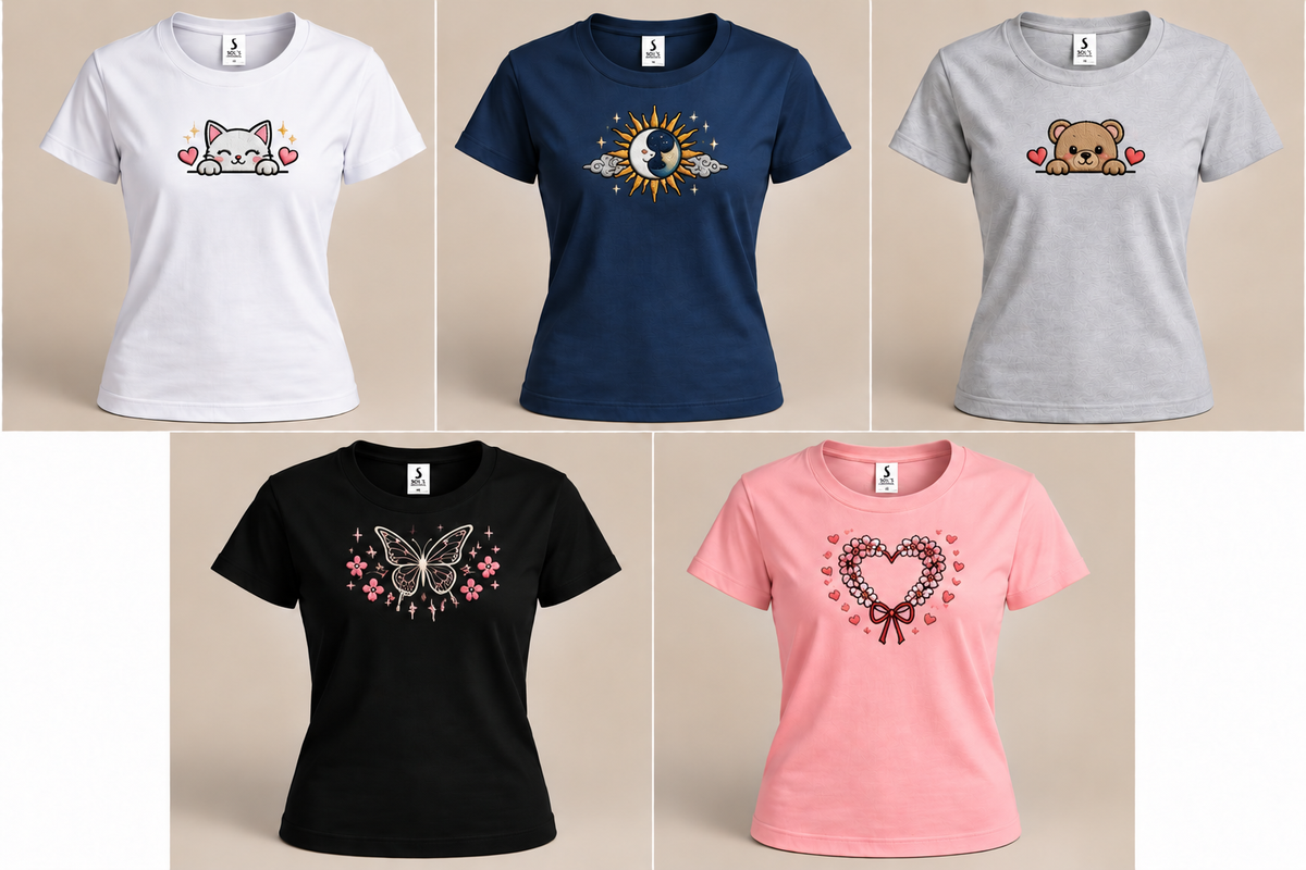 T-shirt femme personnalisé - Moyenne broderie poitrine